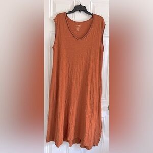 Natural Life‎ Maxi Dress Orange Cotton Scoop Neck Oversized Lagenlook Women L/XL